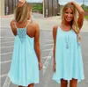 Partihandel-Sommarklänning 2020 Sexig Backless Slingband Tillbaka Chiffon Beach Dress Party Women Clothing Vestido Backless Chiffon Dress