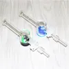 Narghilè 10mm 14mm giunto Glass Dab Nettare di paglia con punte al quarzo Pipa ad acqua in vetro Bong per piattaforme petrolifere Contenitori in silicone da 5 ml