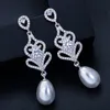 Lyxig designer örhänge S925 Sterling Silver Post Charm Pearl Örhängen AAA Cubic Zirconia Koppar Smycken Rose Guld Örhängen för Kvinnor Tjej Valentinsdaggåva