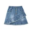 Rokken 2021 Mode Peuter Kids Meisjes Blauw Denim Mini Rok Korte Jeans Zomer Wild Functies Mooie stijlvolle schattige CH1