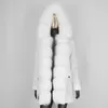 Bluenensionfair 방수 긴 파카 리얼 모피 코트 자연 여우 모피 칼라 후드 겉옷 겨울 자켓 여성 따뜻한 Streetwear 201214