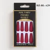 Färgglada falska naglar 24st Box Avtagbar Fake Full Cover Nail Tips Ballerina Coffin Press Reusable DIY Manicure Tool