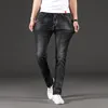 Jeans masculinos slim cinza homens negros moda tendência stretch calças jeans plus size 42 44 46 calças regulares calças macho marca roupas