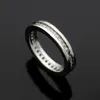 Europe America Fashion Style Lady Women Titanium Steel Engraved B Initials Single Circle Diamond Gear Rings US6-US8 3 Color