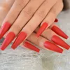 False Nails Red Color Arrivals Nail Tips High Quality Press On Extra Long Matte Coffin Fake Prud22