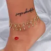 Runda Beaded Bohemian Anklet för Kvinnor Tillbehör Guld Silver Lager Diamant Barefoot Sandaler Foot Leg Bracelet Smycken Gift