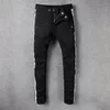 Designers Mens Jeans nödställda rippade cyklist Maternity Pant Slim Fit Motorcykelcyklister denim för män S Fashion Mans Black Pants Po243i