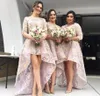 Jewel Neck Country Boho Düğün Konuk Nedime Elbise Mütevazı Artı Beden Dantel 2020 Yüksek Düşük Yarım Kollu Onur Gowns Forma6409470