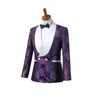 Gwenhwyfar Custom Made Luxury Purple Tuxedos Double Breasted Jacquard Mens Suits Groomsmen Costume Homme Terno Slim Fit 2 Pieces 201106