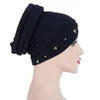 Beanie/Skull Caps Women Muslim Hijab Turban Headscarf Wrap Solid Color Soft Lightweight Stretchable Outdoor Casual Ladies Beaded Cap Hat1