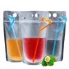 Pochette en plastique pochettes de boisson de jus de fruits de jus de fruits de jus d'alcool à boissons liqueurs réutilisables sacs de flacon clair pliable avec entonnoir irqio