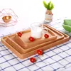 Assiette de service en bois Assiettes en bois de hêtre Plats rectangulaires Gâteau Dessert Plat Fruit Sushi Plateau Thé Serveur Plateau Cuisine Vaisselle BC BH4270