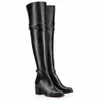 Modische Winter-Stiefeletten für Damen, Knöchel-Strickstiefel, hoher Stiefel, Karitube, schwarzes Sheeskin-Kalbsleder, Overknee-Stiefel aus echtem Leder, Hochzeits-Partykleid