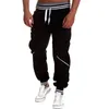 Yeni Rahat Pantolon Erkekler İpli Elastik Bel Joggers Erkekler Sweatpants Katı MID Bel Erkekler Pantolon Streetwear Pantalones Hombre T200407