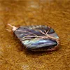 Rose Gold Color Tree of Life Wire Wrap Natural Paua Abalone Shell Rhombus Pendant 5 Pieces