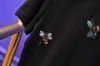 Nova marca primavera verão moda solta sexy carta lábios impressão camiseta bordado abelha grânulo lantejoulas topos lazer abelha camiseta y200930266e