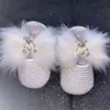 First Walkers Ostrich Piuma Baby Winter Pearl Soft Pink Infant Family Photo Dress Shoes Shoes