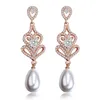 Orecchini di design di lusso S925 Sterling Silver Post Charm Orecchini di perle AAA Cubic Zirconia Gioielli in rame Orecchini in oro rosa per le donne Ragazze Regalo di San Valentino