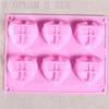 Hjärtformad silikonformar tredimensionell silikon tvål mögel 6 företag Ice Cube Moulds Cake dekorera tillbehör