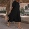 Платья вечеринки Boho одежда платье старинные летние свободные коттере O-образным вырезом сплошной сарафан MIDI хлопок с коротким рукавом пэчворк 2022 мода