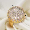 Ringos de cluster Big Round Round Design Zirconia Ring Luxury Wedding Party Gold for Women Middle Oriente Estilo Vintage Dubai Jóias Drop12975913