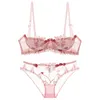 Shaonvmeiwu Ensemble de soutien-gorge brodé cerise sexy mince sur la petite poitrine pour rassembler les sous-vêtements féminins en dentelle maille Y200708