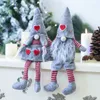 Valentijnsdag Gift Mrs Handgemaakte Lange been Zweedse Santa Gnome Pluche Doll Figurines Xmas Tafel Ornament JK2101XB