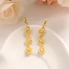 Boucles d'oreilles remplies d'or jaune massif 14 carats 3 coeurs connectent l'allongement des femmes grand amour bijoux de mode à la mode africain moyen-orient 238E