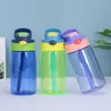 Kids Plastikowy butelka wodna Baby Sippy Kubek z słomy Woda Feeding Learner Cup Creative Thermos Spill Butelki 500ml 5 Kolory KKB2820