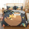 Zeimon desenhos animados conjunto de cama 3d preguiça impresso conjunto de cobertura de edredão 2/3 pc bedclothes com colchas de fronha para casa têxteis lj201127