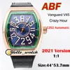 ABF جديد مجنون ساعة Vanguard V45 3D Blue Dial CZ02 التلقائي رجالي ووتش روز الذهب حالة الجلود / المطاط الأخضر الداخلية الرياضة الساعات hello_watch