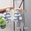 Baby pojkar tjejer kläder sätter barn spädbarn mode söt tecknad björn ny vår höst toddler bomull cardigan + t-shirt + byxor y220310