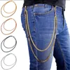 New Fashion 2017 Hiphop Punk Rock Waist Accessories 65cm 2 Layer Gold Color Foxtail/Box Belly Chain For Men Pant Chains BC2323 T20286i