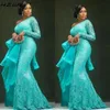 Aso Ebi Plus Size Evening Dresses Peplum One Shoulder Mermaid Lace Prom Dresses African Dubai Party Gowns LJ201119