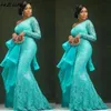 Aso Ebi Size Plus Size Suknie wieczorowe Peplum One Shoulder Mermaid Lace Prom Dresses African Dubai Party Suknie LJ201119