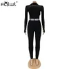 FQLWL Blanc Noir Fitness 2 Pièce Ensemble Femmes Costume Sportwear Tenues D'été À Manches Longues Crop Top Leggings Dames Survêtement Femme 201007