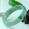 Bracciale rigido in giada birmana naturale, giadeite, braccialetto ceroso, fiore galleggiante verde Yang femminile