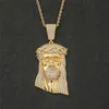 18K Gold Plated Large Size Jesus Necklace Pendant Soild Back Mens Hip Hop Jewelry Gift with Rope Chain