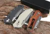 High Quality 0308 Ball Bearing Flipper Folding Knife D2 Stone Wash Drop Point Blade G10/Wood Handle With Retail Box Pack