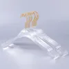 10 Pcs Top Grade Clear Acrylic Crystal Clothes Suits Hanger with Gold Hook Transparent Acrylic Pants Hangers with Gold Clips 20121991