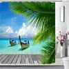 Senisaihon 3D Rideaux de douche Bord de mer Sandy Beach Paysage Motif Rideau de bain Tissus imperméables Rideaux de salle de bain Produits T200711