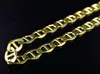 New Custom Solid 10K Yellow Gold Plated 4.0MM Flat Mariner Link Chain Necklace 24"