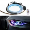 Nouveau 2 pièces voiture DRL diurne RGB LED lumières bande clignotant lampe Led RGB néon bande avec télécommande pour phares de voiture 12V