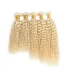 hotsale russian human weft 613 blonde color hair 3pcs lot hair bundles straight wave body or curly for options