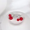 女の子の女性赤白模擬真珠の小さな夏の宝石類の卸売のためのスタッドのかわいいイヤリング甘いフルーツチェリー