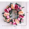 Dekoracyjne kwiaty wieńce flone ​​europejski sztuczny piwonia jedwabny kwiat symulacji drzwi ozdoby Garland Wedding Home Party Decor