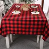 213 * 153cm Clássico Vermelho Vermelho Branco Tablecloth Tablecloth Tabela De Natal Decoração Tampa de Algodão Toalha de Linho Toalha de Christmas Decoração T200707