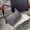 Purse Re-edition Crystal Shoulder Silver Black Satin Hobo Bag Mini Diamond Party Women Dumpling Handbag Cross Body BLING BAG300J