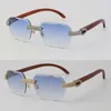 2022 New Limited edition Model Micro-paved Diamond Sunglasses Original Wood Rimless SunGlasses 18K Gold C Decoration Male Female L154z