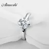 Anceinyhi anel de casamento de luxo rodada corte 1.5 ct sona com 925 anel de prata esterlina para mulheres noivado y200106